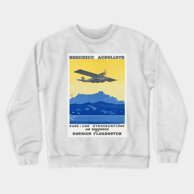 Bodensee Aerolloyd Vintage Poster 1925 Crewneck Sweatshirt by vintagetreasure